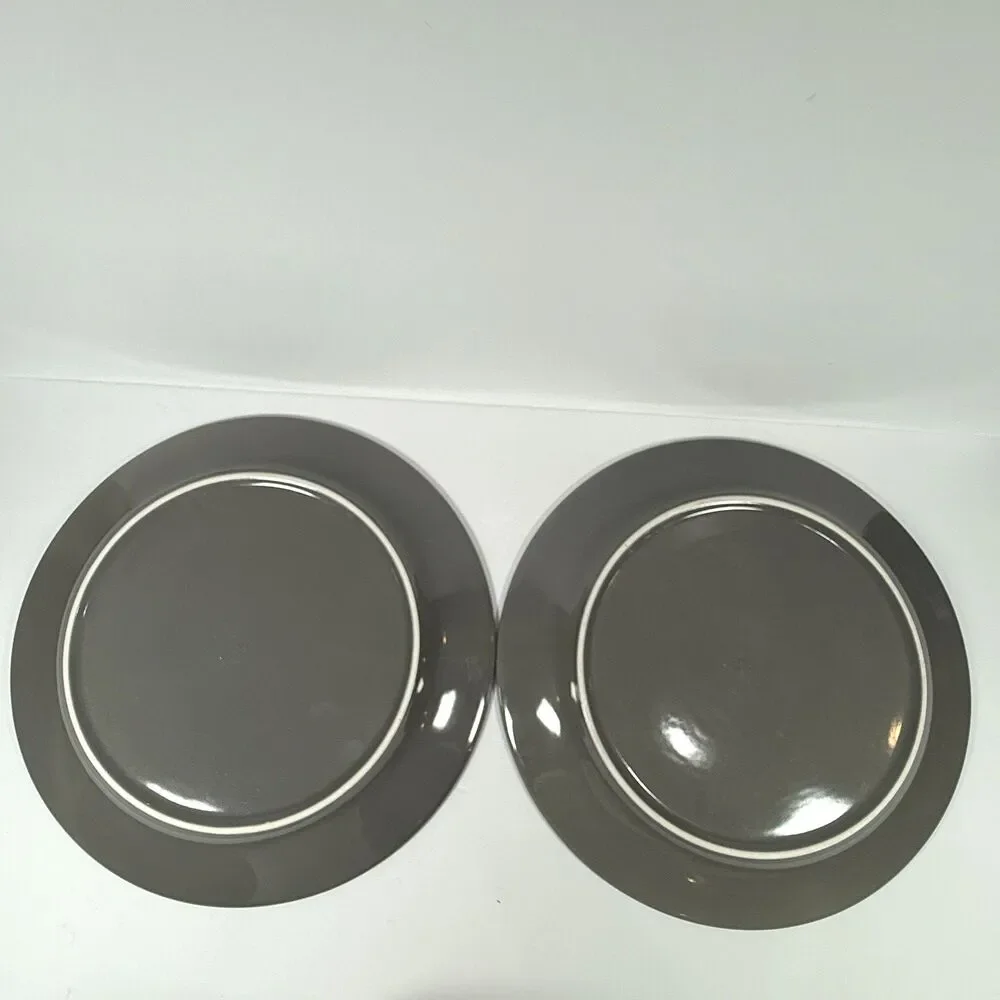 Restoration Hardware Dark Gray Chinese Porcelain 12.5” Dinner Plates Set Of 4